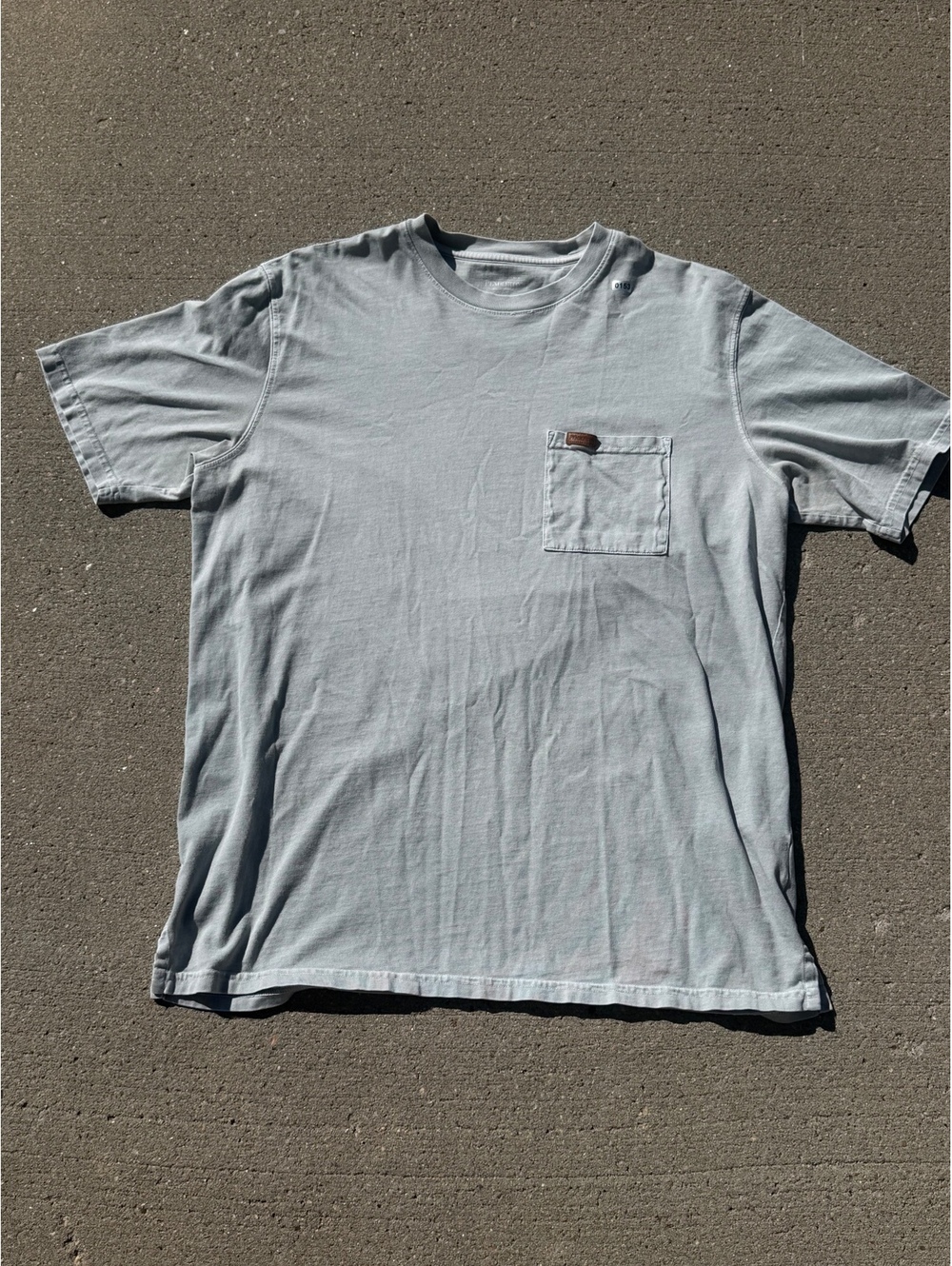 Pendleton Men's Light Blue Cotton T-Shirt with Leather Trim Pocket, Size Large